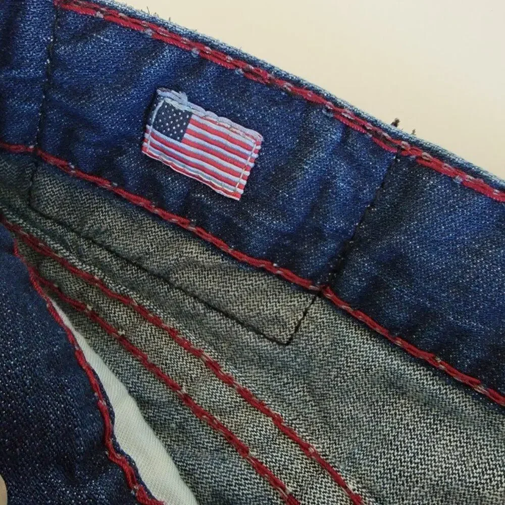 True Religion Ricky Relaxed Straight Leg Jeans Blue Distressed Men Size 38x34
